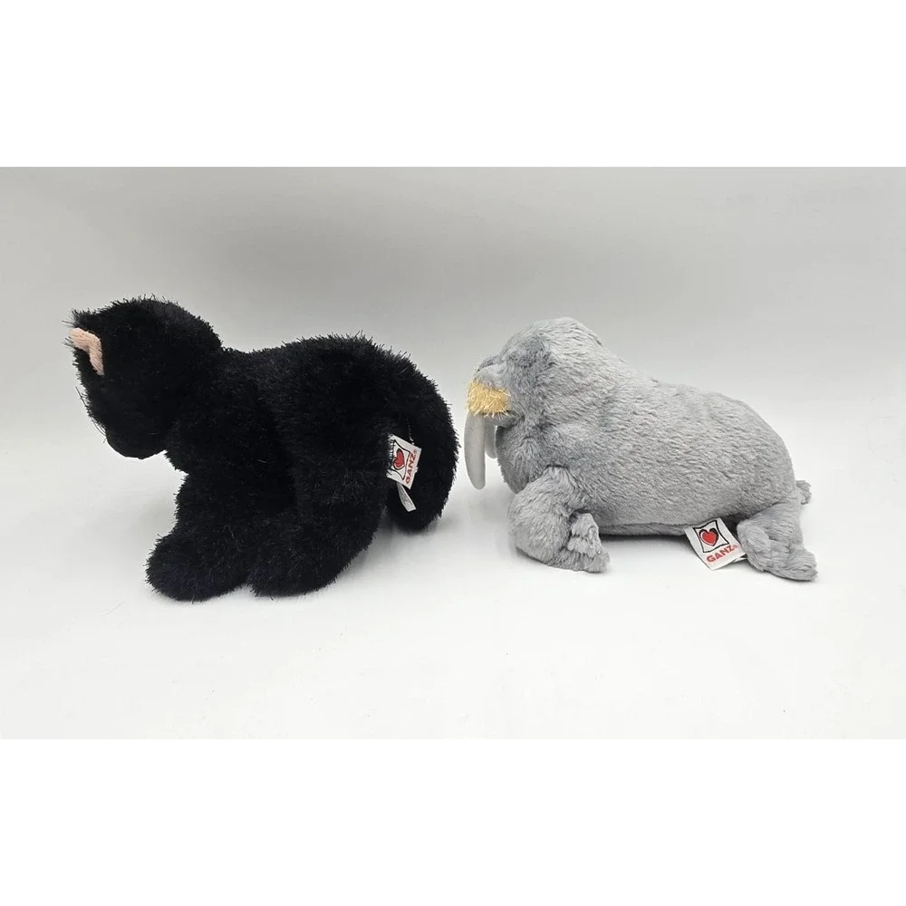 4 Ganz‎ Webkinz Plush No Codes Bulldog Hound Walrus Black Cat